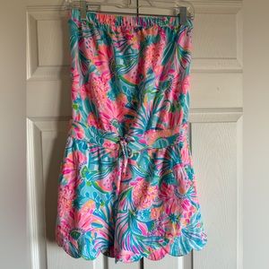 Lilly Pulitzer Jace Tropical Punch Strapless Stretch Terry Short Romper